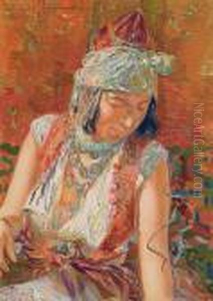 Jeune Femme Algerienne Oil Painting by David Dellepiane