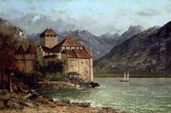 The Chateau de Chillon, 1875 Oil Painting by Jean-Baptiste-Camille Corot