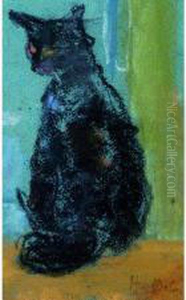 Le Chat Noir Oil Painting by Henriette Deloras