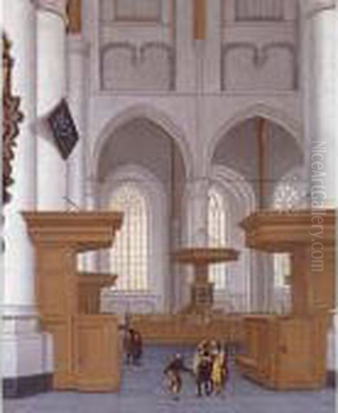 Interior Of The Laurenskerk, Rotterdam, View To The South Oil Painting by Anthonie De Lorme