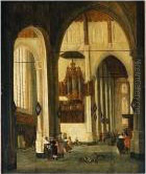 The Interior Of The Laurenskerk, Rotterdam Oil Painting by Anthonie De Lorme