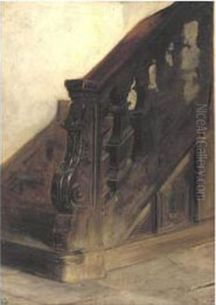 Staircase Oil Painting by Charles Edouard Edmond Delort