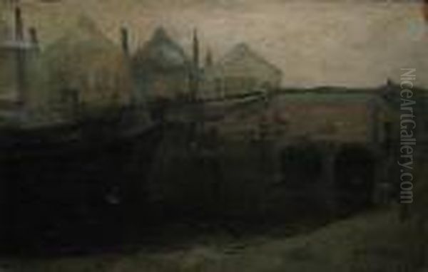 Brug Over De Rivier. Oil Painting by Willem Charles L. Delsaux