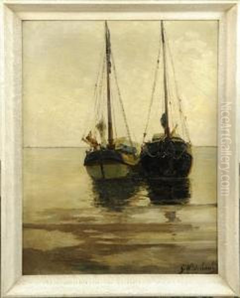 Marine Par Temps Calme Oil Painting by Willem Charles L. Delsaux