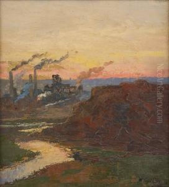 Coucher De Soleil Sur La Sambre Oil Painting by Willem Charles L. Delsaux