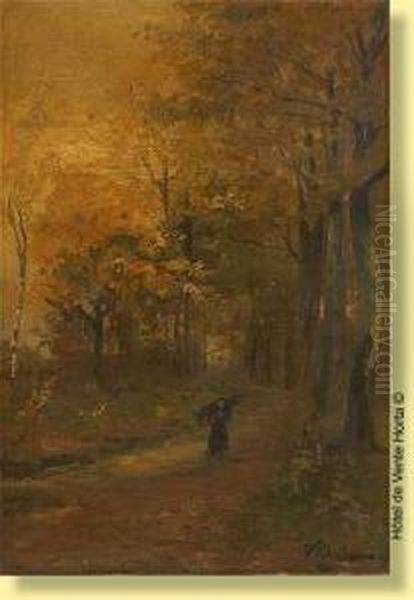 Fagoteuse En Automne Oil Painting by Willem Charles L. Delsaux