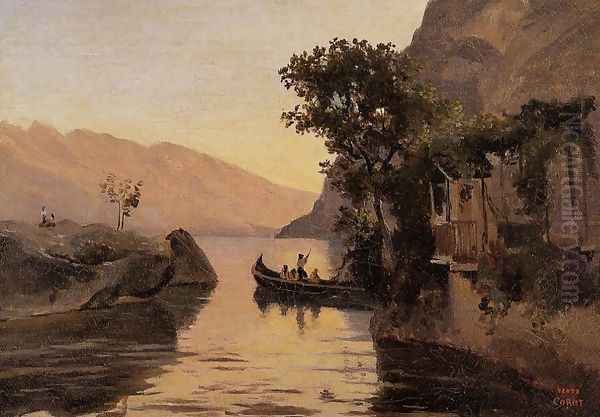 View at Riva, Italian Tyrol I Oil Painting by Jean-Baptiste-Camille Corot