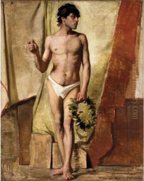 Homme Avec Couronne De Laurier by Jean Delville