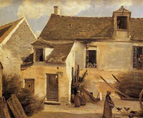 Courtyard of a Bakery near Paris Oil Painting by Jean-Baptiste-Camille Corot