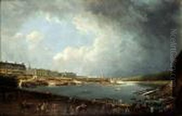 Vue Du Palais Bourbon Oil Painting by Pierre-Antoine Demachy