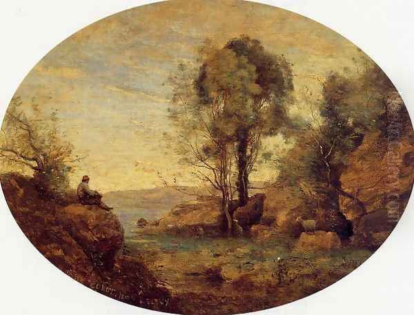 La Patre dominant la Gorge rocheuse Oil Painting by Jean-Baptiste-Camille Corot