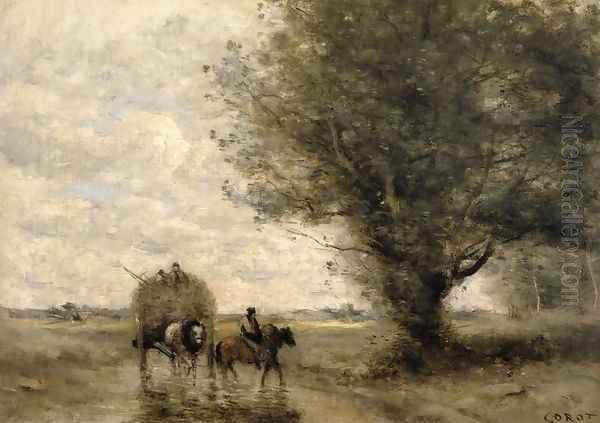 The Haycart, c. 1860 Oil Painting by Jean-Baptiste-Camille Corot