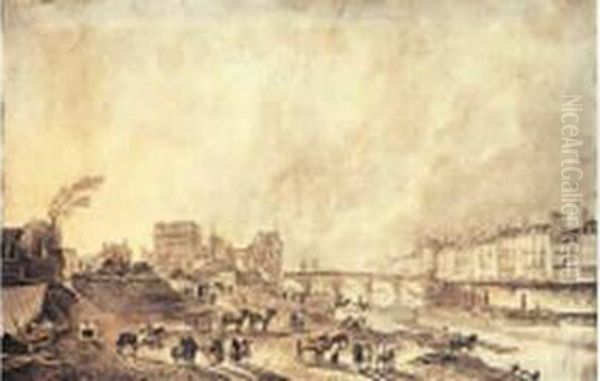 Vue De Paris Gravure En Couleurgravee Oil Painting by Pierre-Antoine Demachy