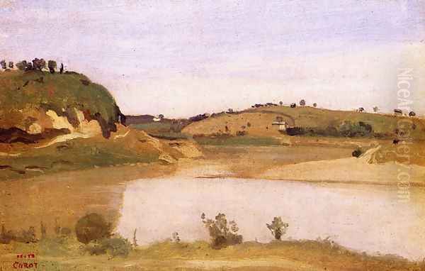 The Tiber near Rome Oil Painting by Jean-Baptiste-Camille Corot