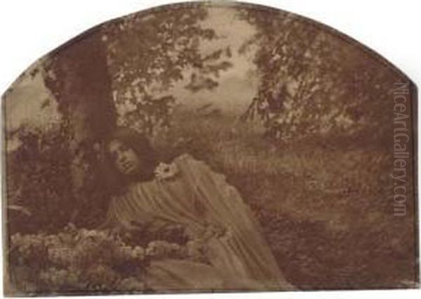 Symbolist Study Of Sleeping Woman In Woods, 1905 Oil Painting by Robert Demachy