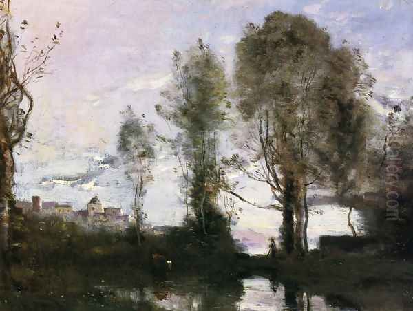 Edge of a Lake Oil Painting by Jean-Baptiste-Camille Corot