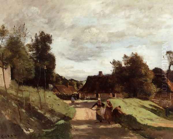 Near the Mill, Chierry, Aisne Oil Painting by Jean-Baptiste-Camille Corot