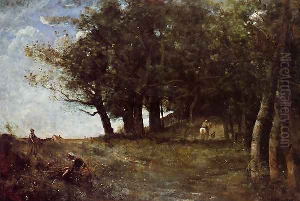 The Forestry Workers Oil Painting by Jean-Baptiste-Camille Corot