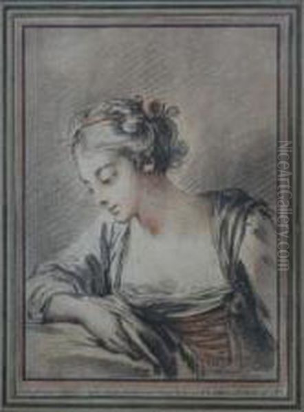 La Pensive Oil Painting by Gilles I Demarteau