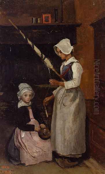 Mur Peasants Oil Painting by Jean-Baptiste-Camille Corot