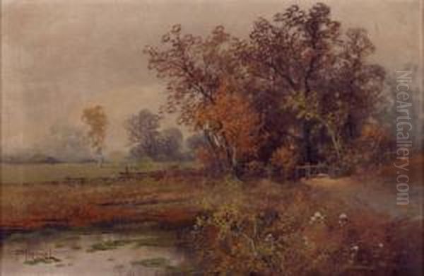 Herbstlandschaft Oil Painting by Franz Demel