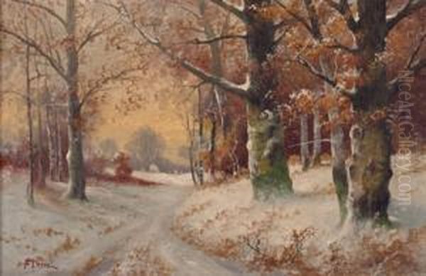 Winterlandschaft Oil Painting by Franz Demel