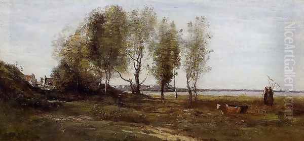 The Bay of Somme Oil Painting by Jean-Baptiste-Camille Corot