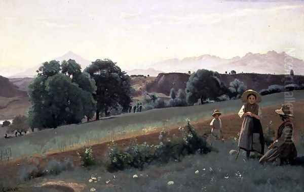 Landscape at Mornex, c.1842 Oil Painting by Jean-Baptiste-Camille Corot