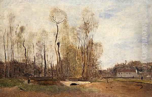 Auvers-sur-Oise: Daubigny's pond, c.1855 Oil Painting by Jean-Baptiste-Camille Corot