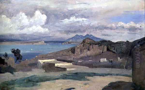 Ischia, View from the Slopes of Mount Epomeo, 1828 Oil Painting by Jean-Baptiste-Camille Corot