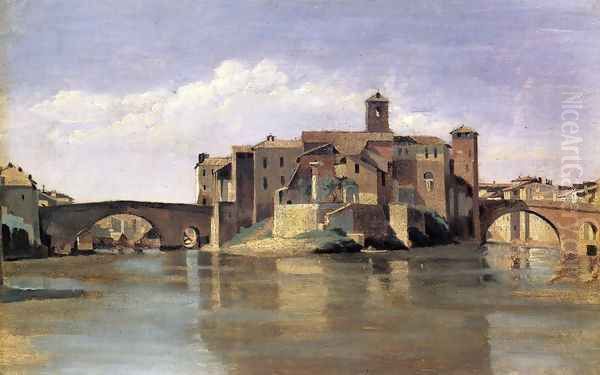 Island of San Bartolommeo Oil Painting by Jean-Baptiste-Camille Corot