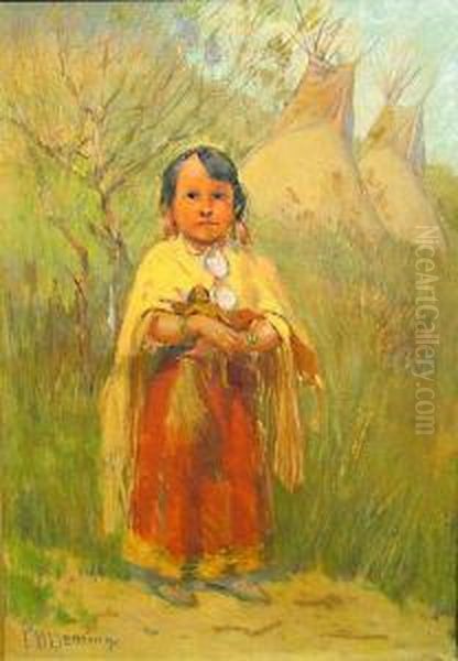 Indian Child With Doll Oil Painting by Edwin Willard Deming