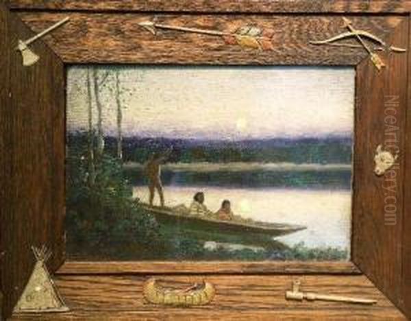 (i) Indians At Sunset Oil Painting by Edwin Willard Deming