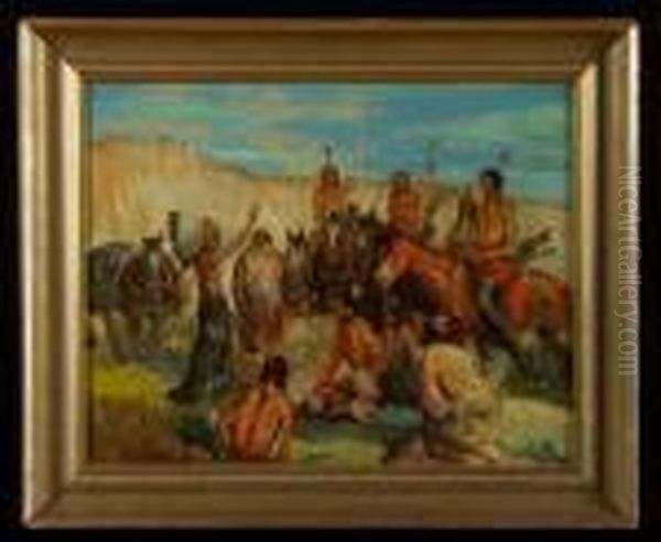 Tribal Meeting Oil Painting by Edwin Willard Deming