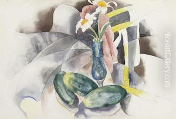 Flowers And Cucumbers Oil Painting by Charles Demuth