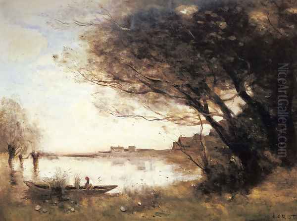 L'Inondation (or Effet du Matin) Oil Painting by Jean-Baptiste-Camille Corot