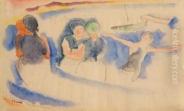 ''bathing Beach'' Oil Painting by Charles Demuth