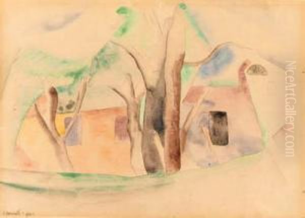 Trees And Houses Oil Painting by Charles Demuth