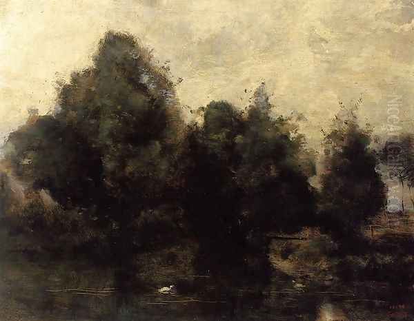 Near Arras, the Banks of the Scarpe Oil Painting by Jean-Baptiste-Camille Corot