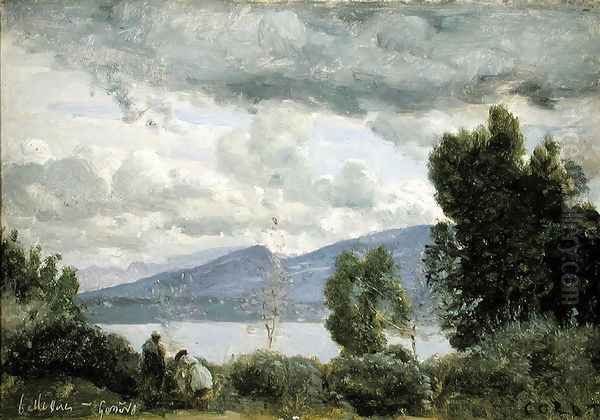 View of Chalet de Chenes, Bellvue, Geneva, 1857 Oil Painting by Jean-Baptiste-Camille Corot