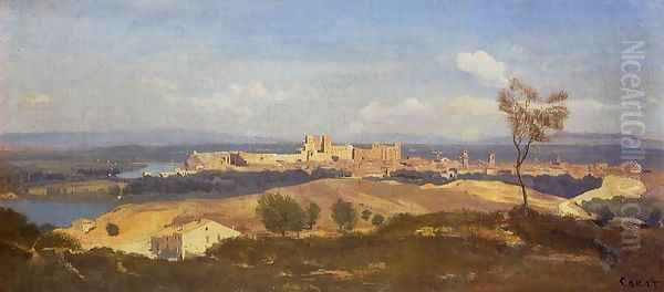 Avignon Seen from Villenueve-les-Avignon Oil Painting by Jean-Baptiste-Camille Corot