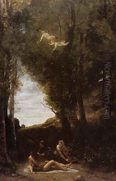 Saint Sebastian in a Landscape Oil Painting by Jean-Baptiste-Camille Corot