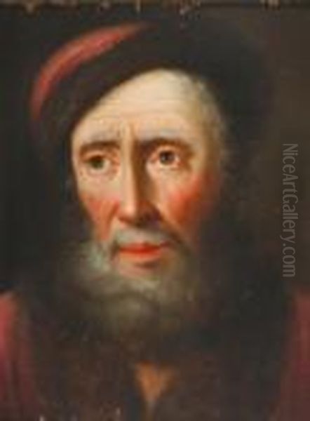 The Head Of An Elderly, Bearded Man Oil Painting by Balthasar Denner