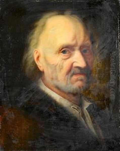 Portrait Of An Elderly Bearded Man, Bust-length, In A Brown, Fur-trimmed Coat Oil Painting by Balthasar Denner