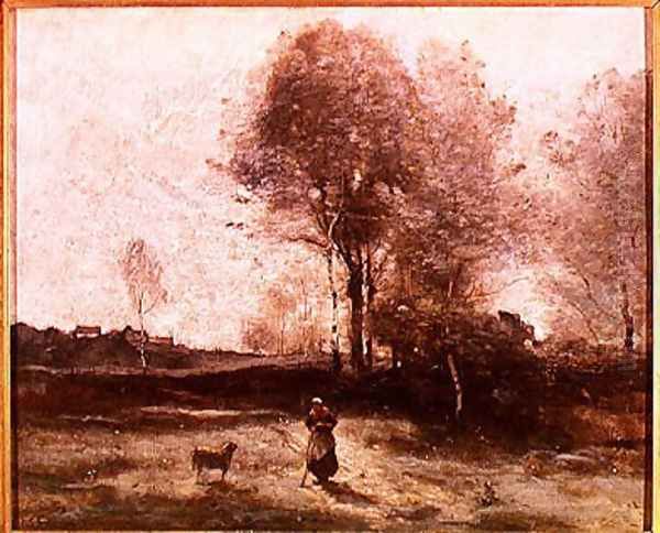 Landscape or, Morning in the Field Oil Painting by Jean-Baptiste-Camille Corot