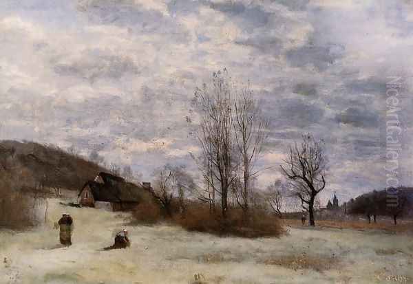 Plains near Beauvais Oil Painting by Jean-Baptiste-Camille Corot