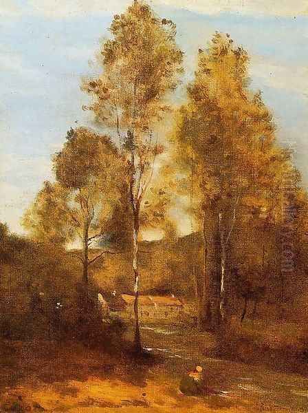 Clearing in the Bois Pierre, near at Eveaux near Chateau Thiery Oil Painting by Jean-Baptiste-Camille Corot