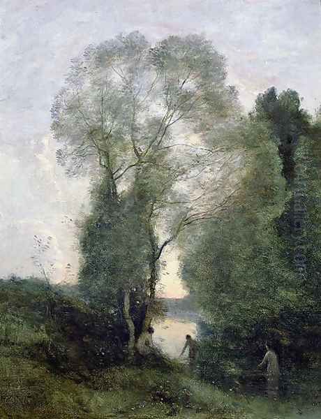 Les Baigneuses Oil Painting by Jean-Baptiste-Camille Corot