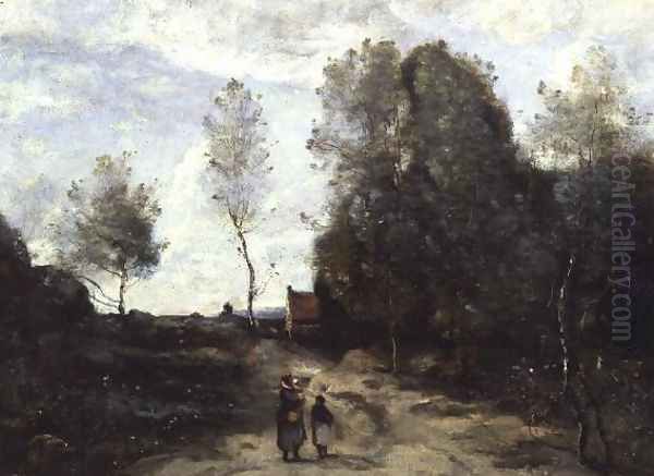 The Road Oil Painting by Jean-Baptiste-Camille Corot