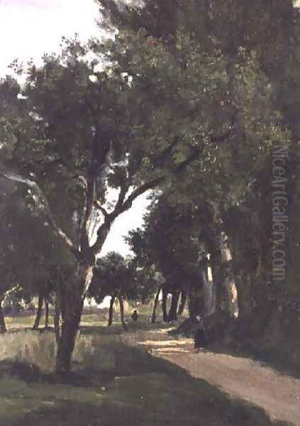 Avenue in the Woods, near Chaville, c.1824 Oil Painting by Jean-Baptiste-Camille Corot